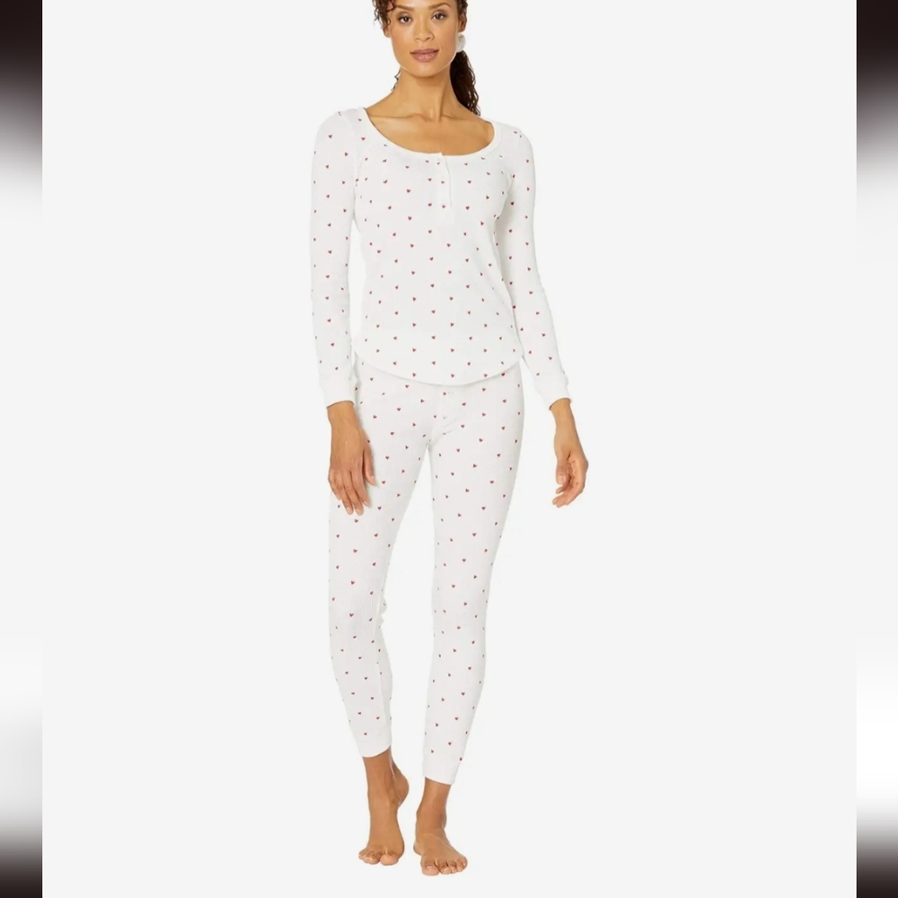 Revolve Thermal Heart Pajama & Scrunchie Set - RED/WHITE (MEDIUM)